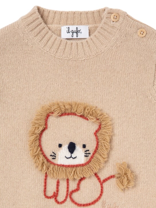 Il Gufo: Embroidered wool knit sweater - Beige - kids-girls_1 | Luisa Via Roma