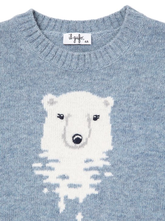 Il Gufo: Suéter de punto de lana con jacquard - Azul Claro - kids-boys_1 | Luisa Via Roma