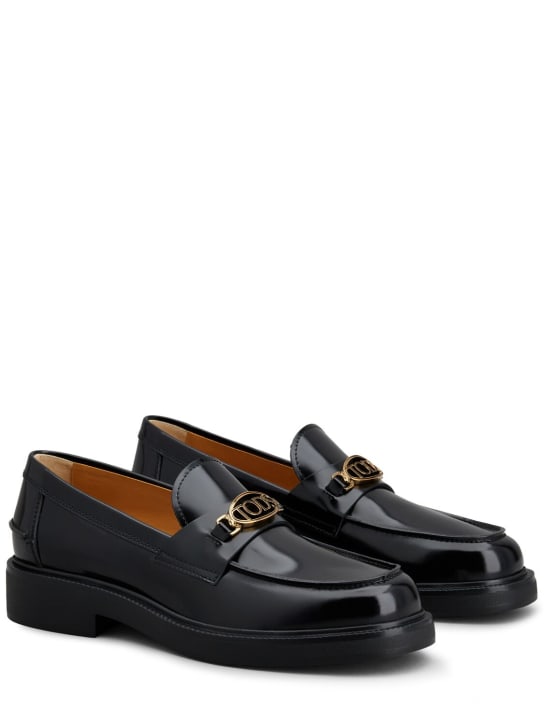 Tod's: 20mm Leather chain loafers - Black - women_1 | Luisa Via Roma