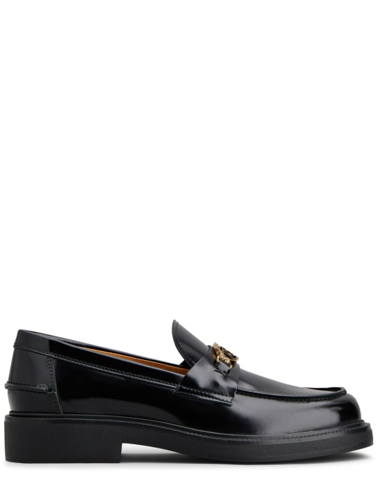 Tod's: 20毫米皮革链条乐福鞋 - 黑色 - women_0 | Luisa Via Roma