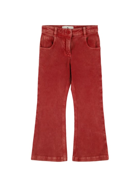 Etro: Pantalon en velours de coton - Rouge - kids-girls_0 | Luisa Via Roma