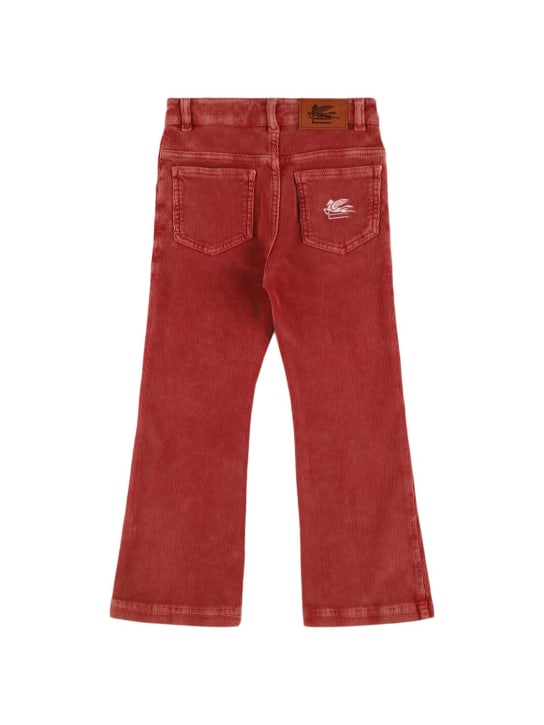 Etro: Pantalon en velours de coton - Rouge - kids-girls_1 | Luisa Via Roma