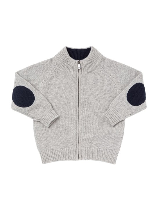 Il Gufo: Wool knit zipped cardigan - Grey - kids-boys_0 | Luisa Via Roma