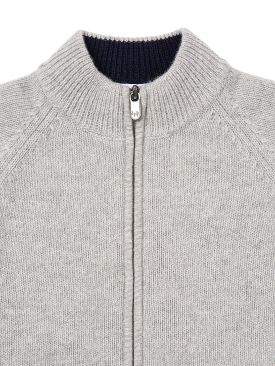 Il Gufo: Wool knit zipped cardigan - Grey - kids-boys_1 | Luisa Via Roma