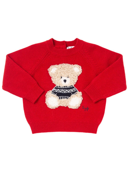 Il Gufo: Wool knit sweater - Red/Blue - kids-boys_0 | Luisa Via Roma
