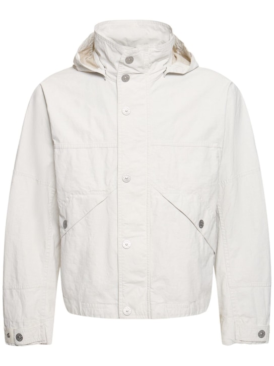 Stone Island: Marina plated linen jacket - White - men_0 | Luisa Via Roma