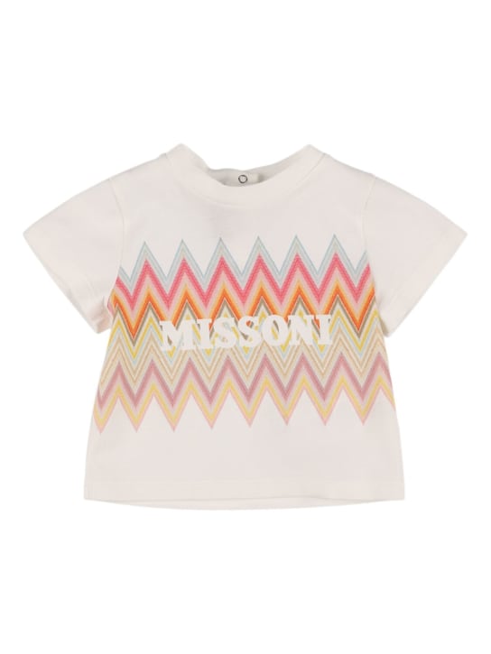 Missoni: Camiseta de jersey de algodón estampada - Blanco/Multi - kids-girls_0 | Luisa Via Roma