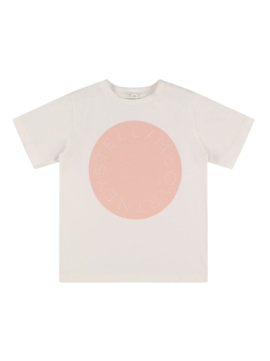 Stella Mccartney Kids: T-shirt in jersey di cotone stampato - Bianco - kids-girls_0 | Luisa Via Roma