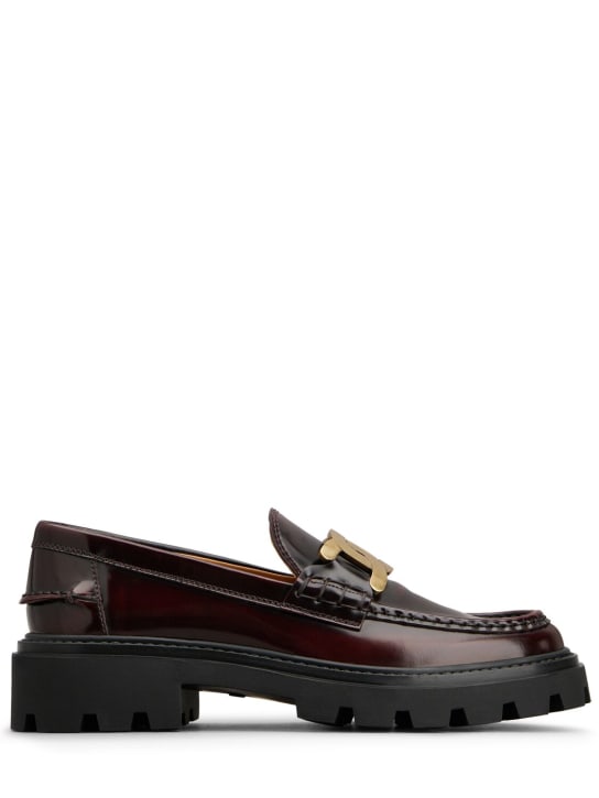 Tod's: 30mm Leather chain loafers - Burgundy - women_0 | Luisa Via Roma