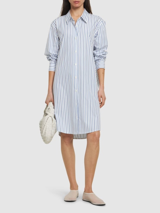 Dries Van Noten: Striped compact poplin midi shirt dress - Açık Mavi - women_1 | Luisa Via Roma