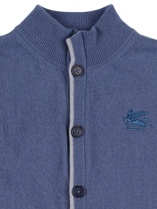 Etro: Wool & cashmere knit cardigan - Blue - kids-boys_1 | Luisa Via Roma