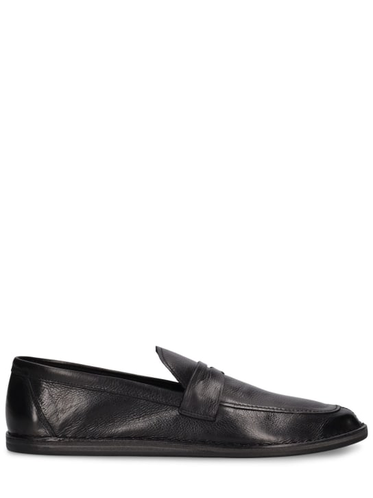 The Row: Cary leather loafers - Siyah - women_0 | Luisa Via Roma