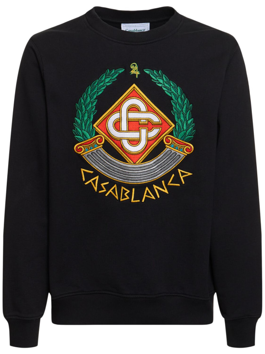 Casablanca: Crest embroidered sweatshirt - Siyah - men_0 | Luisa Via Roma