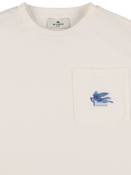 Etro: 棉质平纹针织T恤 - 米白色 - kids-boys_1 | Luisa Via Roma
