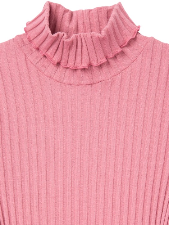 Il Gufo: Stretch cotton jersey dress - Pink - kids-girls_1 | Luisa Via Roma
