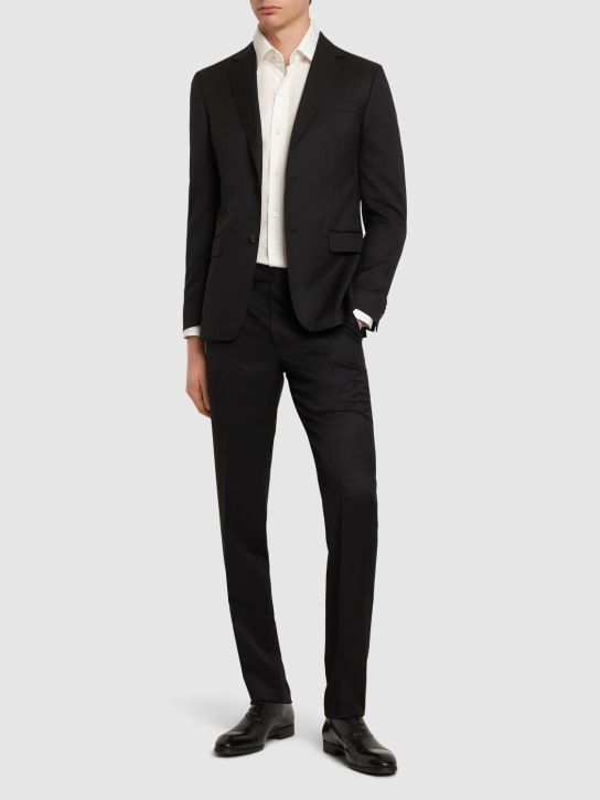 Zegna: Wool & mohair tailored suit - Nero - men_1 | Luisa Via Roma
