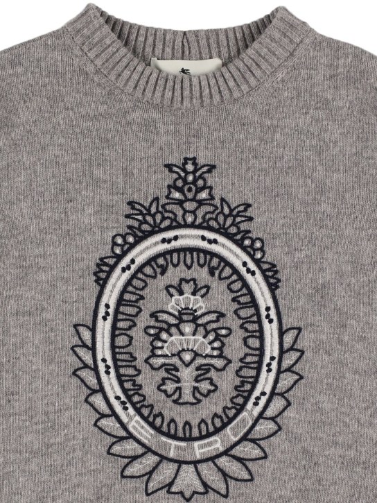 Etro: Wool & cashmere knit sweater - Grey - kids-boys_1 | Luisa Via Roma
