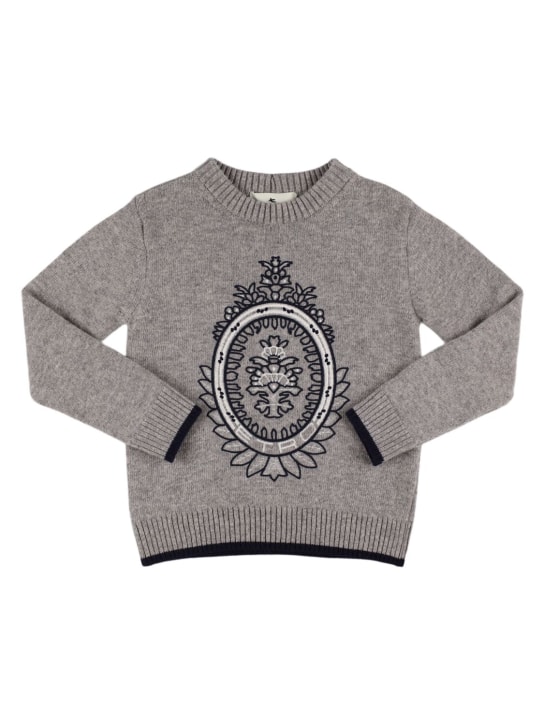 Etro: Suéter de punto de lana y cashmere - Gris - kids-girls_0 | Luisa Via Roma