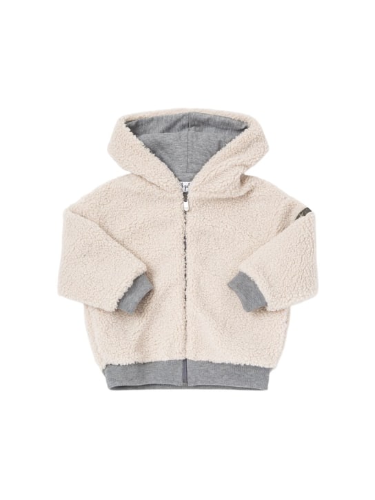 Il Gufo: Teddy sweatshirt & cotton sweatpants - Beige/Grey - kids-girls_1 | Luisa Via Roma