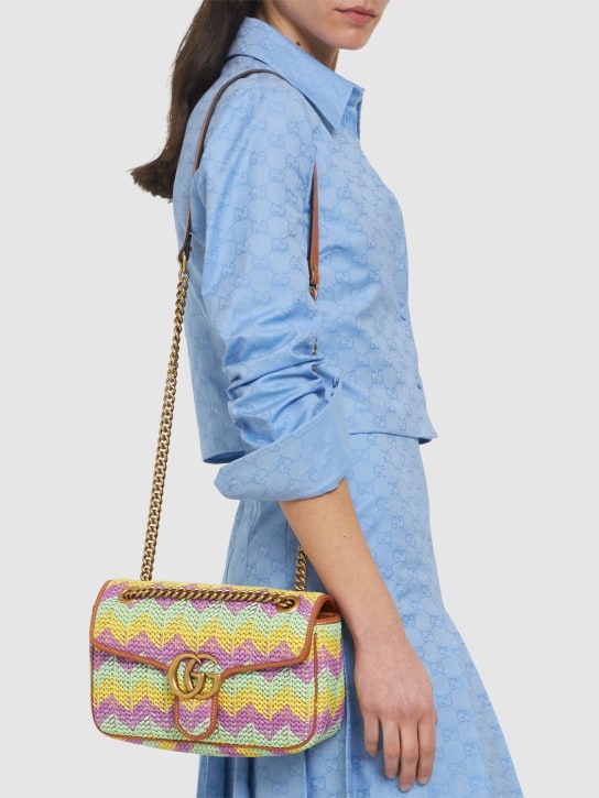 Gucci: Petit sac porté épaule en crochet GG Marmont - Multicolore - women_1 | Luisa Via Roma