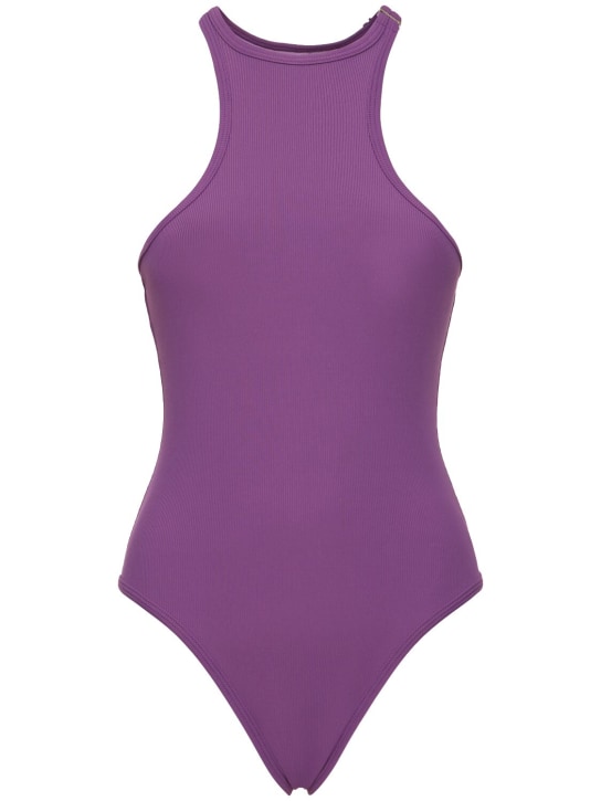 The Attico: Ribbed lycra one piece swimsuit - Viola - women_0 | Luisa Via Roma