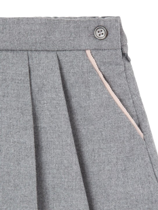 Il Gufo: Pleated viscose blend mini skirt - Gri - kids-girls_1 | Luisa Via Roma