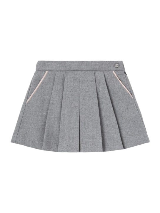 Il Gufo: Pleated viscose blend mini skirt - Gri - kids-girls_0 | Luisa Via Roma