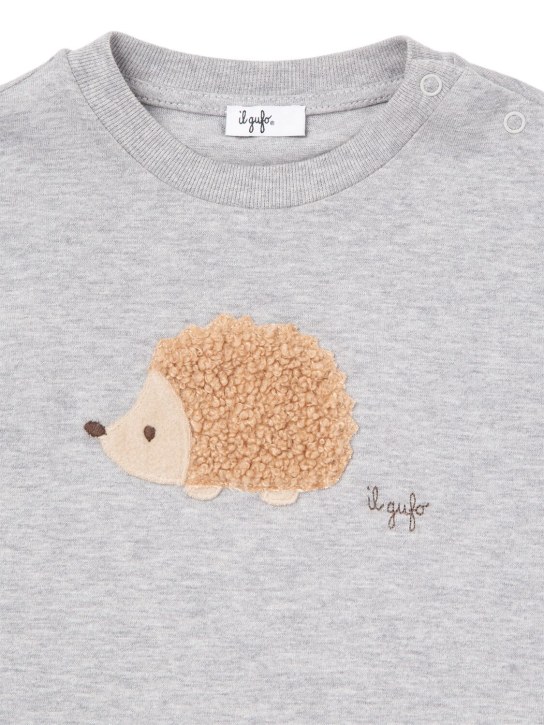 Il Gufo: Camiseta de jersey de algodón estampada - Gris - kids-girls_1 | Luisa Via Roma