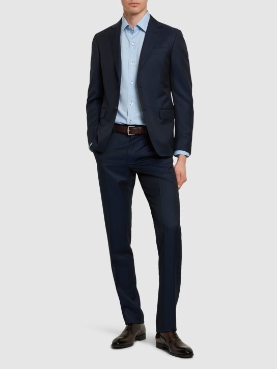 Zegna: Wool & mohair tailored suit - Dark Blue - men_1 | Luisa Via Roma