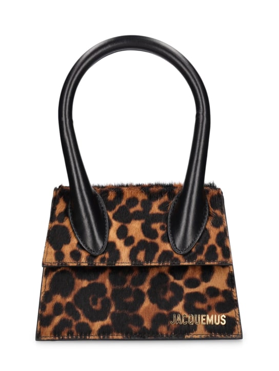 Jacquemus: Le Chiquito Moyen ponyhair bag - Print Leopard - women_0 | Luisa Via Roma