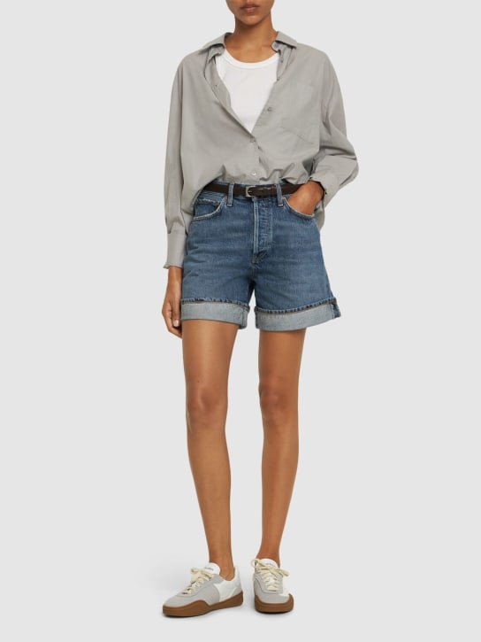 Agolde: Dame organic cotton wide shorts - Mavi - women_1 | Luisa Via Roma