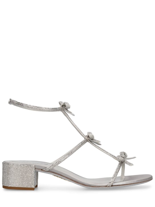 René Caovilla: 40mm Satin & crystal sandals - Gümüş - women_0 | Luisa Via Roma