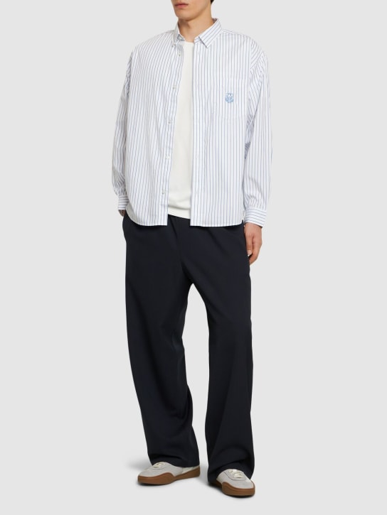 Carhartt WIP: Linus long sleeve shirt - Beyaz/Mavi - men_1 | Luisa Via Roma