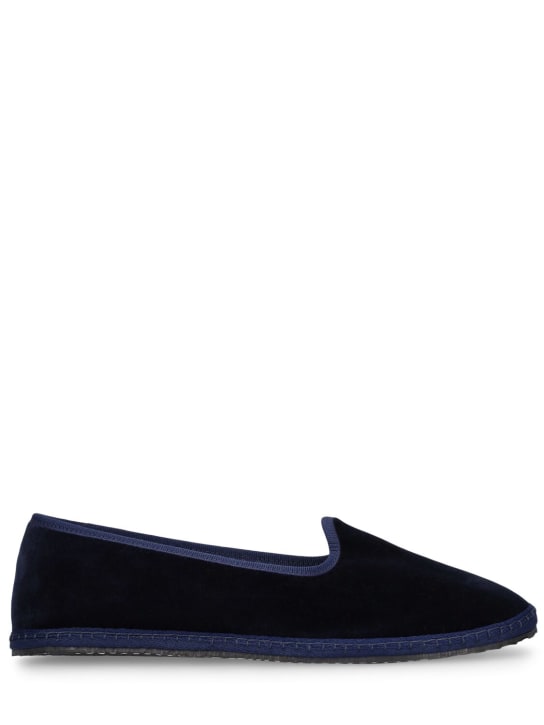 Vibi Venezia: 10mm Blu velvet slippers - Lacivert - women_0 | Luisa Via Roma