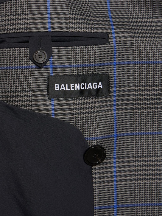 Balenciaga: Oversized long cotton blend coat - Blue/Grey - men_3 | Luisa Via Roma