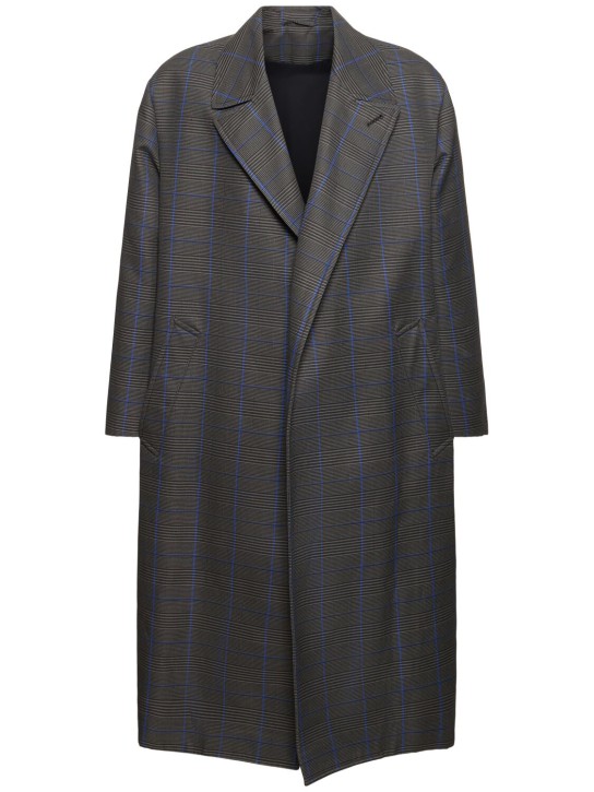Balenciaga: Oversized long cotton blend coat - Blue/Grey - men_0 | Luisa Via Roma