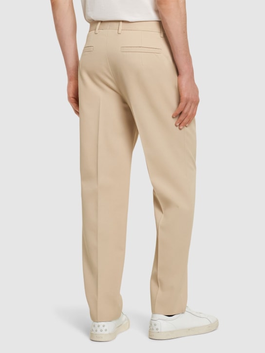 Zegna: Cotton & wool pleated pants - Light Beige - men_2 | Luisa Via Roma