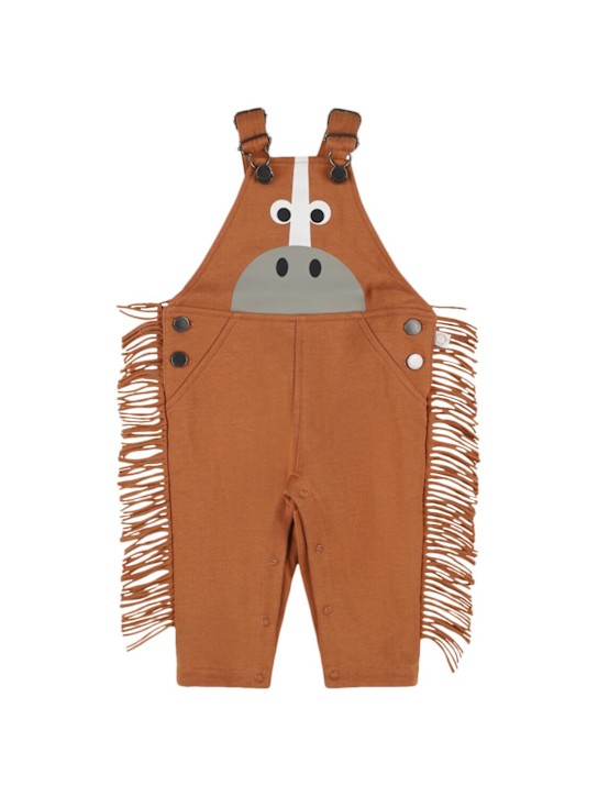 Stella McCartney Kids: Salopette in cotone / frange - Marrone - kids-boys_0 | Luisa Via Roma