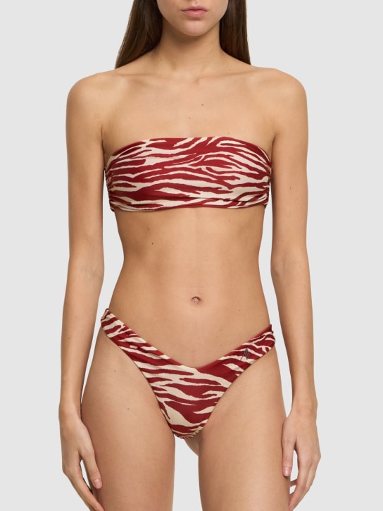 The Attico: Printed lycra bandeau bikini set - women_1 | Luisa Via Roma