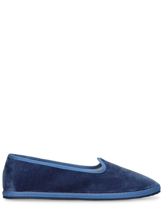 Vibi Venezia: Zapatillas de terciopelo 10mm - Azul - women_0 | Luisa Via Roma