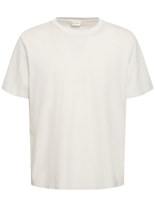 Saint Laurent: Camiseta de algodón - Dirty Ecru - women_0 | Luisa Via Roma