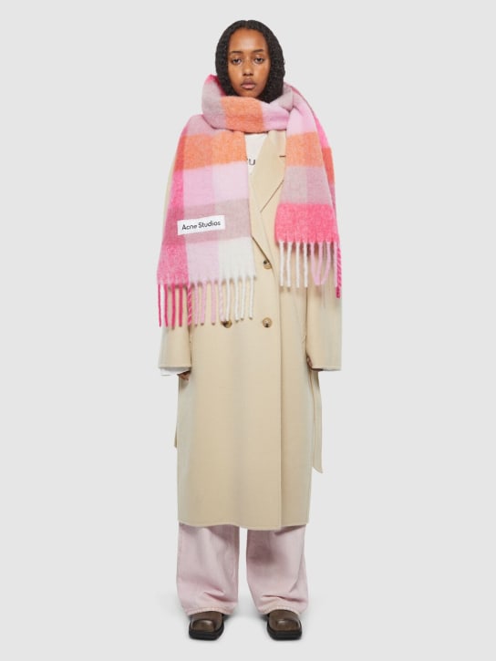 Acne Studios: Vally alpaca blend scarf - Pink/Fuchsia/Wh - women_1 | Luisa Via Roma