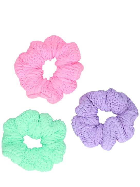 Hunza G: Set of 3 seersucker scrunchies - Multicolor - kids-girls_0 | Luisa Via Roma