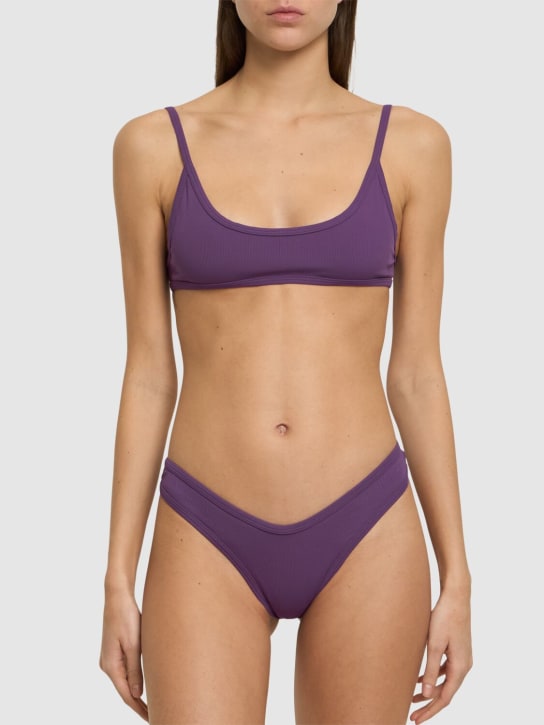 The Attico: Ribbed lycra bandeau bikini set - Mor - women_1 | Luisa Via Roma