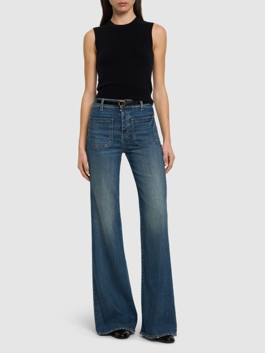 Nili Lotan: Florence cotton flare high rise jeans - Mavi - women_1 | Luisa Via Roma