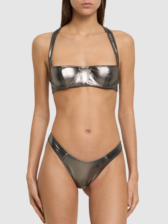 The Attico: Set bikini in lycra metallizzata - Argento - women_1 | Luisa Via Roma
