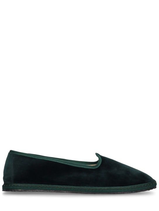 Vibi Venezia: 10mm Laguna velvet slippers - Yeşil - women_0 | Luisa Via Roma