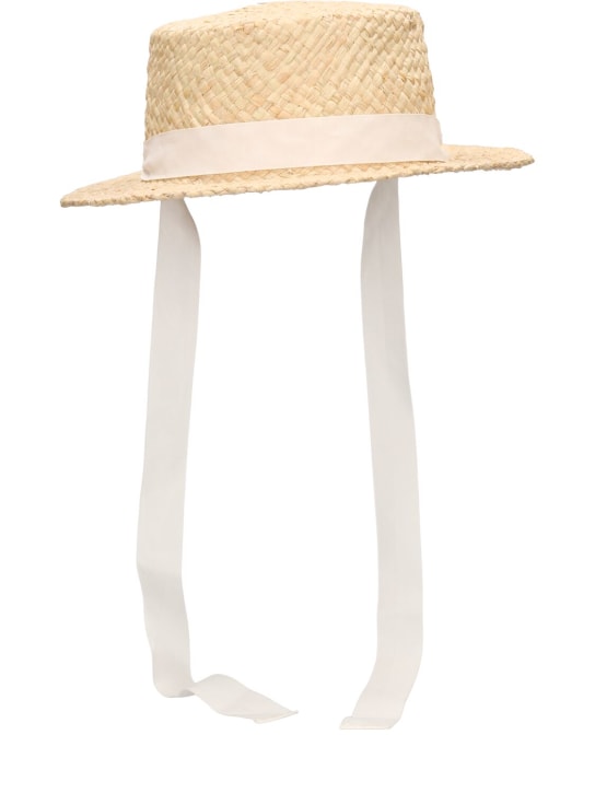 Bonpoint: Rafia bucket hat w/ straps - Brown - kids-girls_0 | Luisa Via Roma