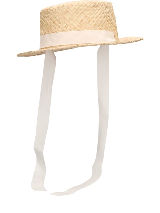 Bonpoint: Rafia bucket hat w/ straps - Brown - kids-girls_1 | Luisa Via Roma