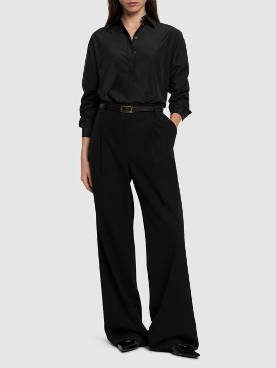 Michael Kors Collection: Camisa de tafetán de seda y algodón - Negro - women_1 | Luisa Via Roma